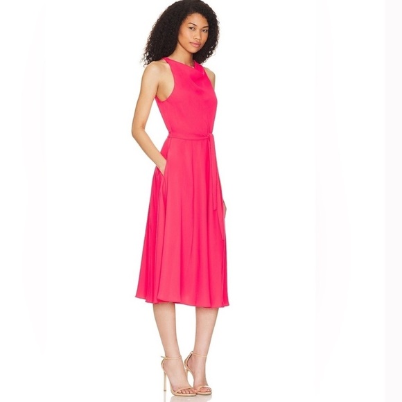 Amanda Uprichard Elondra Sleeveless Midi Dress in Electric Rouge Pink Sz XS - Picture 2 of 12